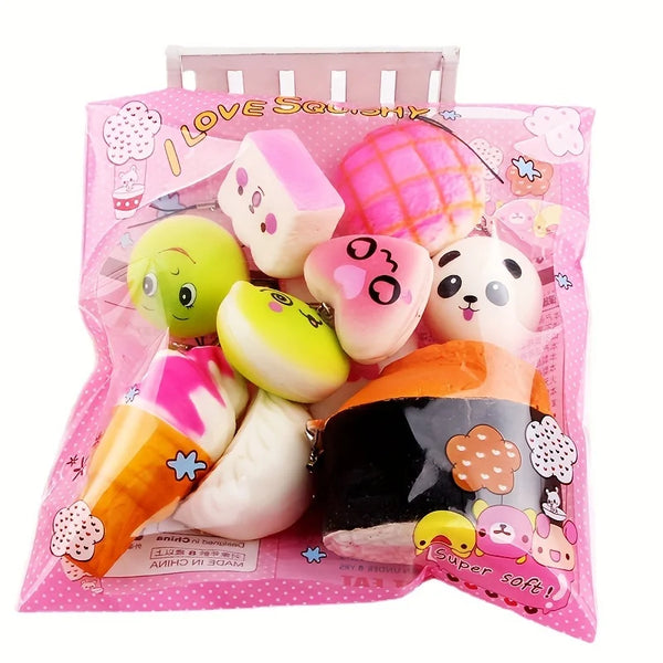 10 Pcs Squeeze Toys, Cream Scented Kawaii Simulation Soft Food Bread Toys